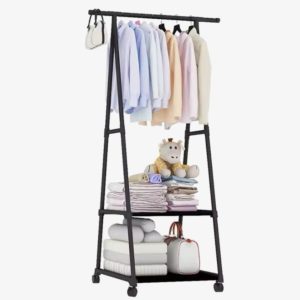 Opvouwbaar kledingrek van 84×43×156 cm, ideaal voor studentenkamers, slaapkamers of balkons.